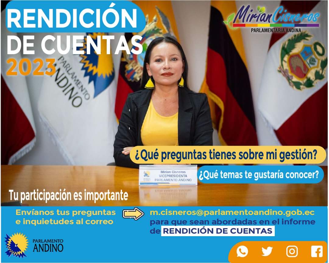 MirianCisneros (@mirianlcisneros) on Twitter photo ๐๐ฎ ๐จ๐ฉ๐ข๐ง๐ข๐จฬ๐ง ๐ฌ๐จ๐๐ซ๐ ๐ฆ๐ข ๐ ๐๐ฌ๐ญ๐ข๐จฬ๐ง ๐๐ฌ ๐ข๐ฆ๐ฉ๐จ๐ซ๐ญ๐๐ง๐ญ๐, nos alistamos para la rendiciรณn de cuentas, por ello, te invito a participar activamente en este proceso, escribe tus preguntas e inquietudes al correo electrรณnico o a mis redes sociales.๐ค ๐๐ฎ ๐จ๐ฉ๐ข๐ง๐ข๐จฬ๐ง ๐ฌ๐จ๐๐ซ๐ ๐ฆ๐ข ๐ ๐๐ฌ๐ญ๐ข๐จฬ๐ง ๐๐ฌ ๐ข๐ฆ๐ฉ๐จ๐ซ๐ญ๐๐ง๐ญ๐, nos alistamos para la rendiciรณn de cuentas, por ello, te invito a participar activamente en este proceso, escribe tus preguntas e inquietudes al correo electrรณnico o a mis redes sociales.๐ค