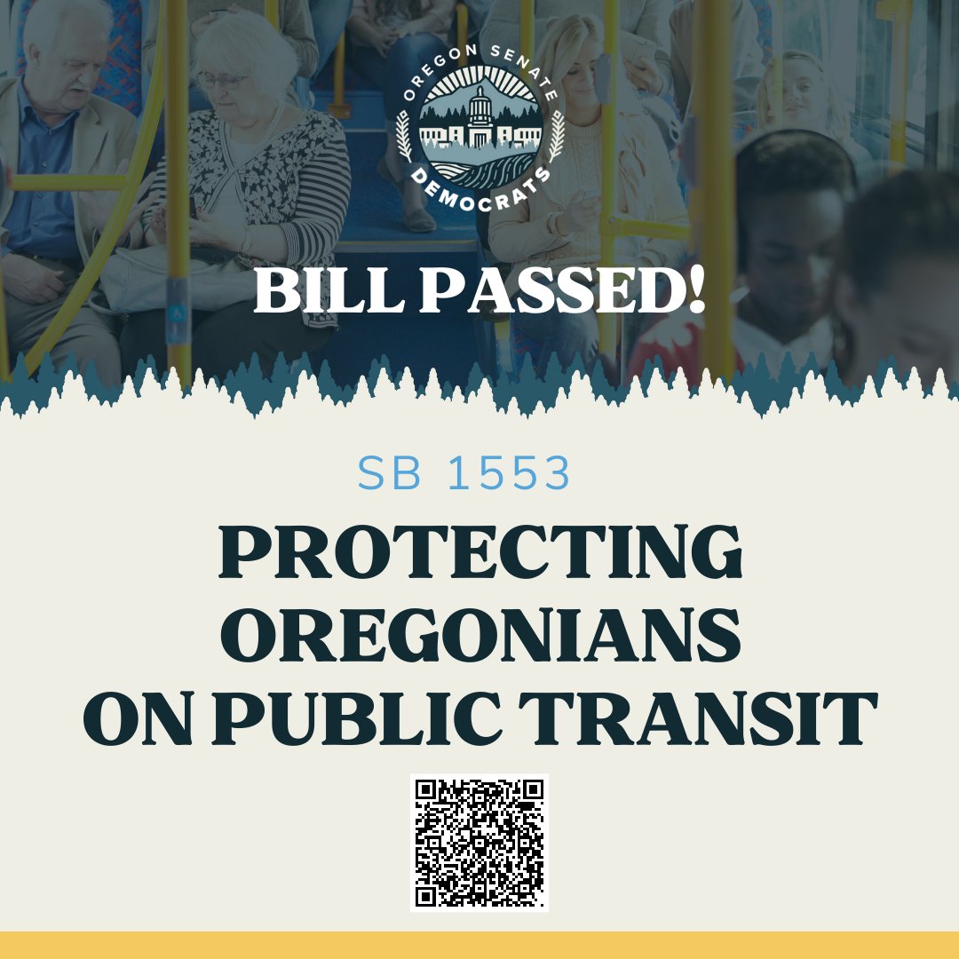 All Oregonians deserve to be safe on public transit. That’s why we took action to stop drug use on our buses and trains. Learn more: bit.ly/3T46YG2 #orpol #orleg