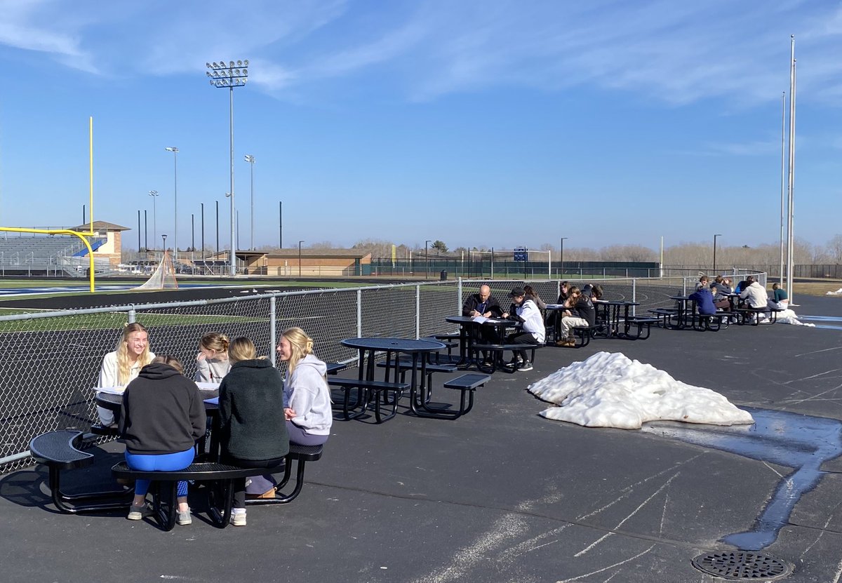 February 21, 2024 and ELA class is working outside at <a href="/BayPortHS/">Bay Port High School</a> !