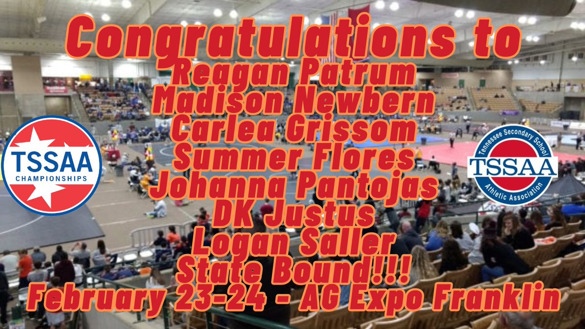 Congratulations to the <a href="/RHSWrestling8/">Riverdale Wrestling</a> wrestlers heading  to <a href="/tssaawrestling/">TSSAA Wrestling</a> State Championships!

<a href="/RHS_sports/">RiverdaleSports</a> #arrowsup