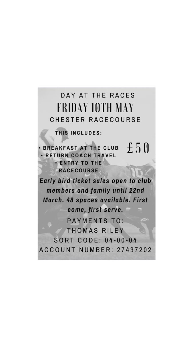 Get your annual leave requests in, we’re off to the races!! Limited spaces, 18+, any questions contact Tom Riley #giddyup #placeyourbets #salecricketclub