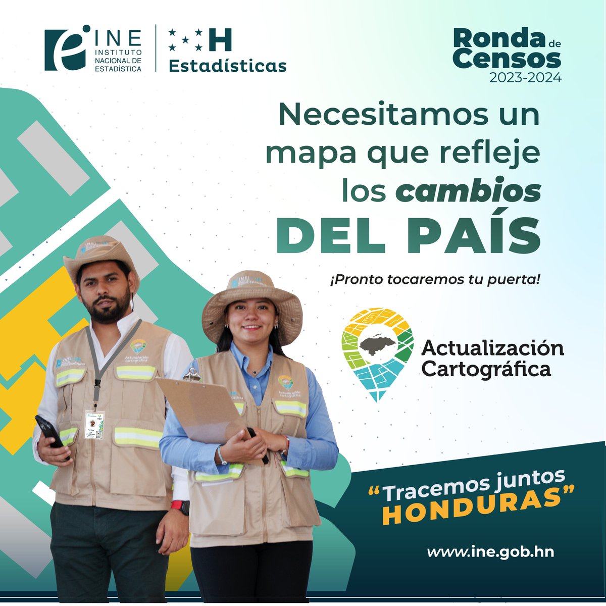 🗺 Trabajamos en la Actualización Cartográfica Nacional, nuestro equipo pronto llegará a tu zona. ¡Bríndales tu atención! Más información: bit.ly/RondaCensal #actualizacióncartográficahonduras #ActualizaciónCartográfica #RondaCensal2023_2024