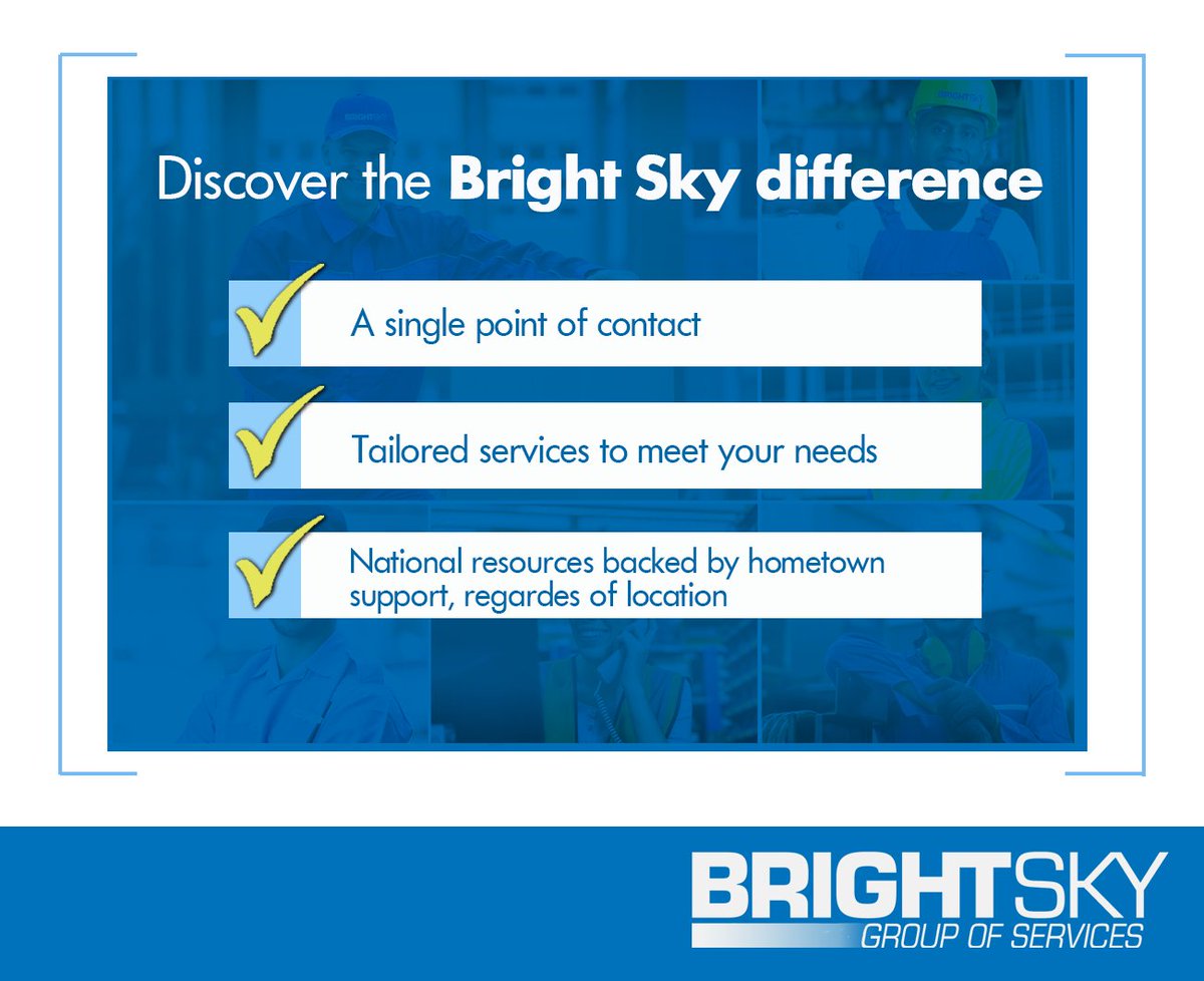 BrightSkyInc's tweet image. Visit brightskyinc.com to learn more!
#singlepointofcontact #janitorialservices #staffingservices #facilitymaintenance #securityguardservices #pressurewashingservices #truckwashingservices #nationwide #BrightSkyGroupofServices