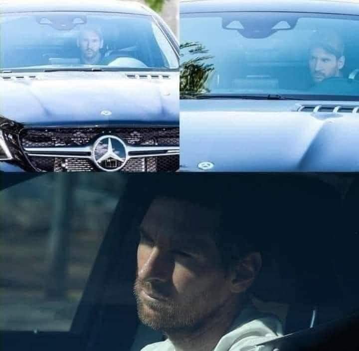 Si esta es la cara de Messi cuando va a trabajar en lo que realmente le gusta hacer, manejando su Mercedes y recibiendo un sueldo de millones, imagínense la mía… 😩