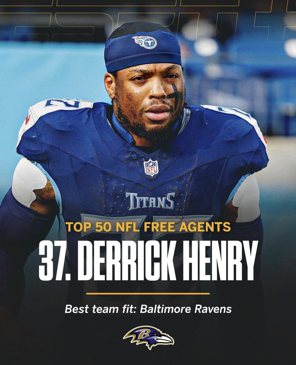 koestreicher34's tweet photo. Matt Bowen of ESPN says the Ravens are the best team fit for Titans’ RB Derrick Henry https://t.co/VFHI5ao25h