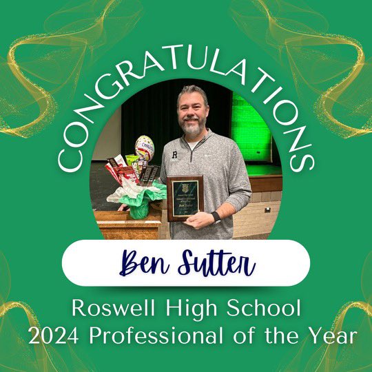 _Coach_Little's tweet photo. Want to give a HUGE congratulations to Roswell High School’s Teacher and Professional Employee of the Year 💚🤍 Coach Sutter and Coach Sweet embody everything it means to be A Roswell Hornet. #committotheR @latoya_miley @RoswellHighSch @roswellsports https://t.co/HW6nTKXZeN