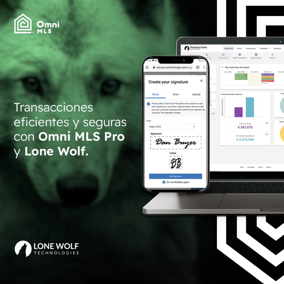 Con Omni MLS,  Lone Wolf Technologies te ayuda a agilizar tus transacciones, y podrás generar firmas digitales para tus contratos y acceder a una amplia librería de convenios y documentación oficial para todos tus procesos inmobiliarios  #realestateagent #inmobiliaria