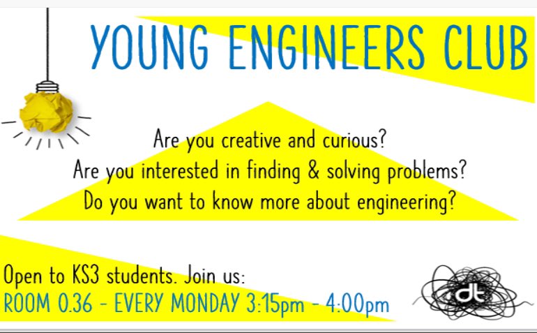 Young Engineers Club is BACK!!! 🙌🏼 Open to all curious and creative problem-solvers in KS3 at @DarwenAcademy Join Mrs Turnbull on Monday after school in 0.36 to find out what’s it all about 👌🏼 💡