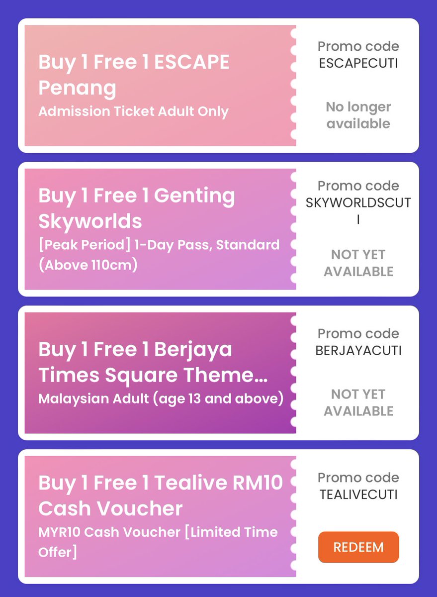 🚨 Flash sales drop 🚨

Genting Skyworld ticket is having B1F1!! Later 12pm have to buy from Klook!

Redeem code sini : invol.co/clkrhbd

#goondushare
