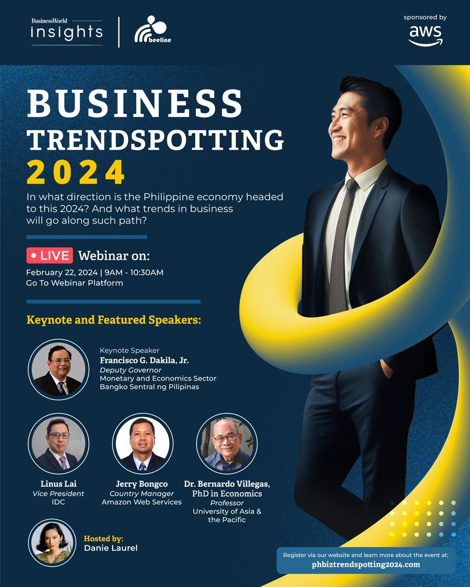 abconoza_BW's tweet image. #BusinessWorldInsights + Beeline Now Consulting Services, Inc. sift through the latest economic outlook &amp;amp; business trends on #BusinessTrendspotting2024, w/ experts from @BangkoSentral @uapasia @IDC &amp;amp; @AWSCloudSEAsia. @beltranbjorn and @akbkiara tweet highlights |  @bworldph