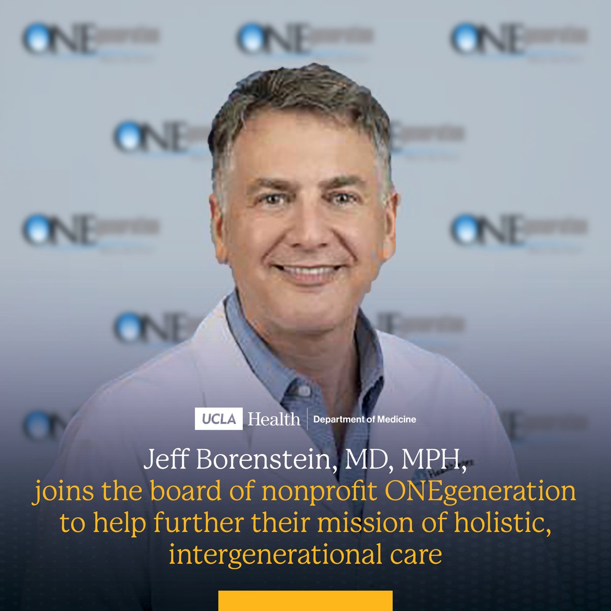 Dr. Jeff Borenstein recently joined the board of ONEgeneration @ONEgenCares, a nonprofit providing high quality intergenerational care. His work is one example of the DoM’s commitment to community engagement. You can volunteer too! To do so, see here: bit.ly/3UK3yJK