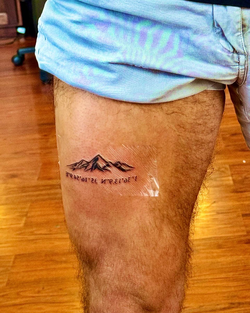 Got my second tattoo this past weekend! I’m stoked. The coordinates are a very special place to me! ⛰️⛰️