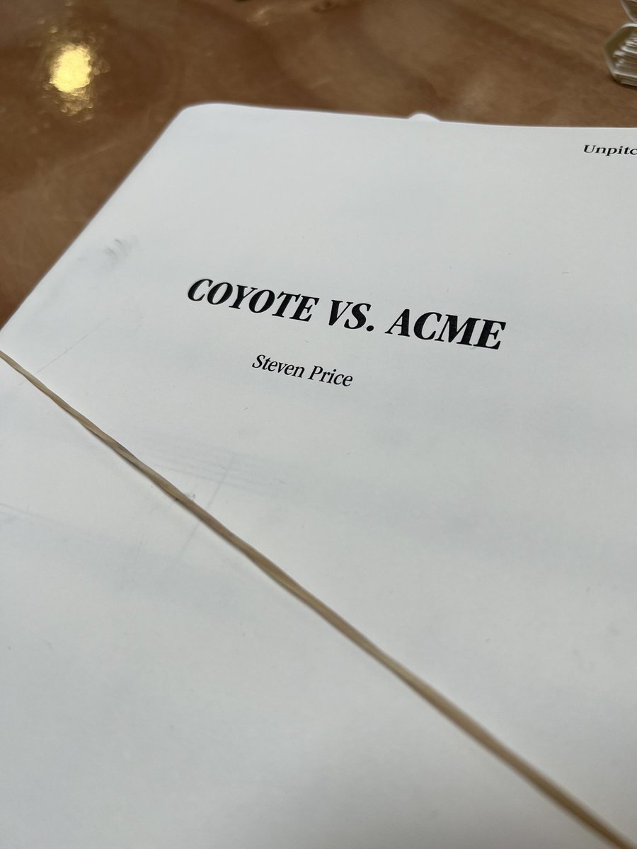 Took this shot of the cover page containing all the sheet music @SteveBPrice composed for #CoyoteVsAcme when we recorded the score at Abbey Roads. Attending the scoring sessions will always be a highlight of my career. Brilliant work! #ReleaseCoyoteVsAcme