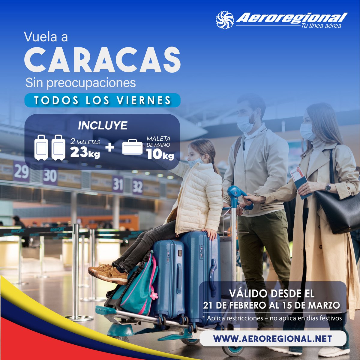 Que en tus viajes, el equipaje sea lo que menos te preocupe. 📷📷 Ahora vuela directo a #Caracas con 2 equipajes documentados de 23kg y una de mano de 10kg, totalmente gratis. 📷📷📷 Mas información y reservas en 📷 wa.link/l5ps6v