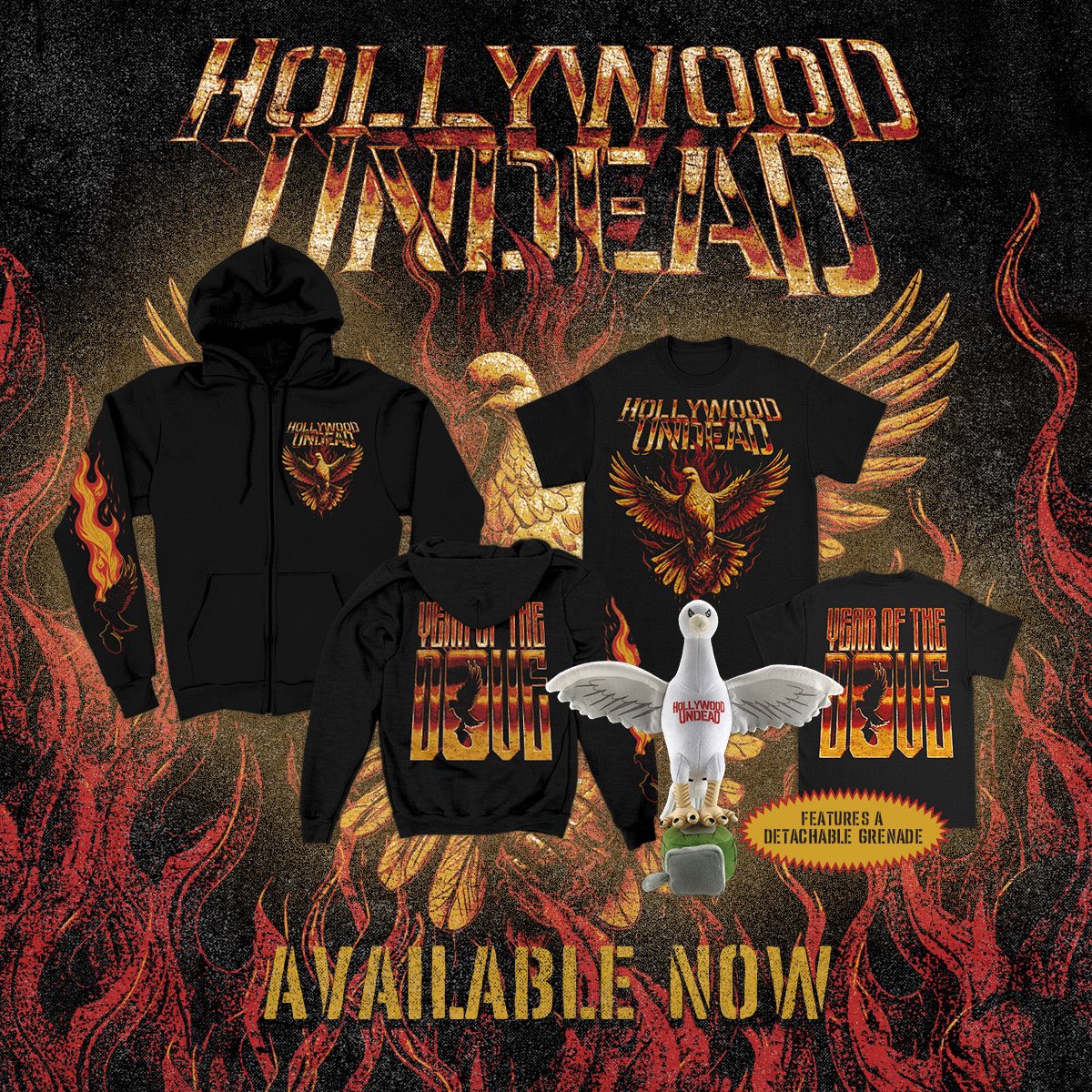 It’s our year, Undead Army 🫡 Year of The Dove merch collection available now! 🕊 SHOP NOW AT store.hollywoodundead.com