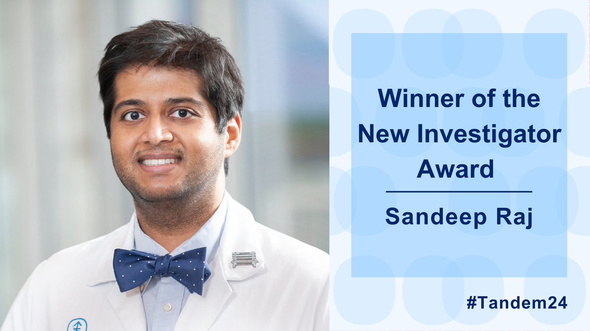Congratulations to <a href="/SSRaj017/">Sandeep Raj</a> on winning the <a href="/ASTCT/">ASTCT</a> New Investigator Award at #Tandem24! Dr. Raj will study how systemic inflammation affects CAR-T cell function as predicted by a machine learning model he developed. The award was presented by @DrMiguelPerales.