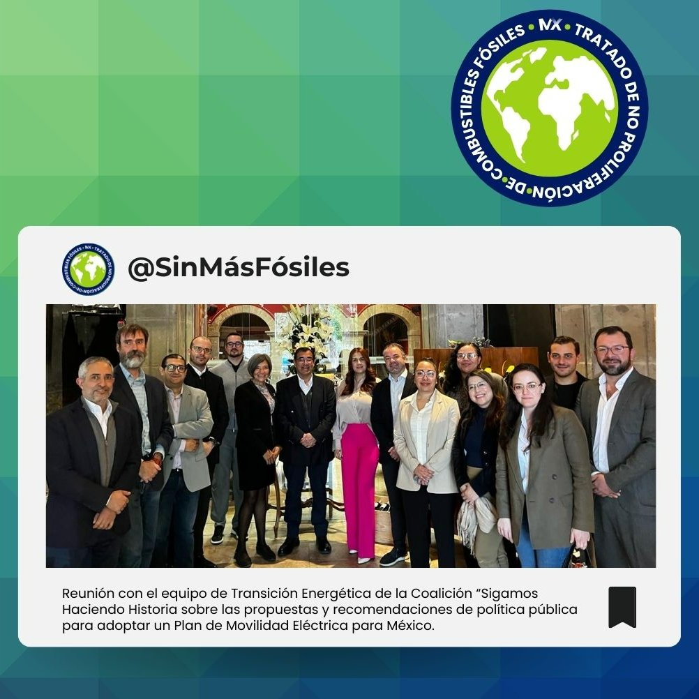 sinmasfosiles's tweet photo. Gracias al Dr. Jorge Islas y a la Dra. Genice Grande, del equipo de Transición Energética de la Coalición “Sigamos Haciendo Historia”, por su apertura al diálogo para adoptar un Plan de Movilidad Eléctrica.
Seguiremos en reuniones con los equipos de los demás candidat@s. https://t.co/0Hkc7tw9sL