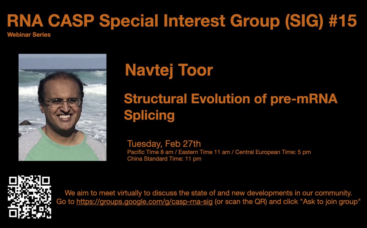 MarcinMagnus 🦋 @mmagnus42.bsky.social (@marcinmagnus) on Twitter photo Join our #15 webinar of a series on RNA structure, CASP-RNA-Sig: “Structural Evolution of pre-mRNA Splicing” by Dr. Navtej Toor (<a href="/navtejtoor/">Navtej Toor</a>). Feb 27 PT 8am/ET11am Read more and join the Google group to learn more! hackmd.io/@mmagnus/rJmxo… <a href="/RachaelKretsch/">Rachael Kretsch</a> #rna #casprnasig Join our #15 webinar of a series on RNA structure, CASP-RNA-Sig: “Structural Evolution of pre-mRNA Splicing” by Dr. Navtej Toor (<a href="/navtejtoor/">Navtej Toor</a>). Feb 27 PT 8am/ET11am Read more and join the Google group to learn more! hackmd.io/@mmagnus/rJmxo… <a href="/RachaelKretsch/">Rachael Kretsch</a> #rna #casprnasig