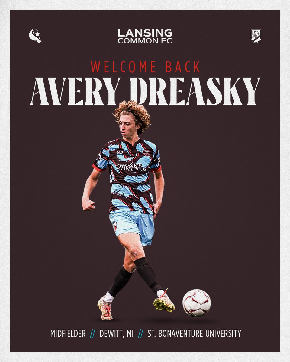 lansingcommonfc's tweet photo. Our next signing takes the early lead for best hair on the squad. Welcome back, @ADreasky! https://t.co/aYZoUWpNGo