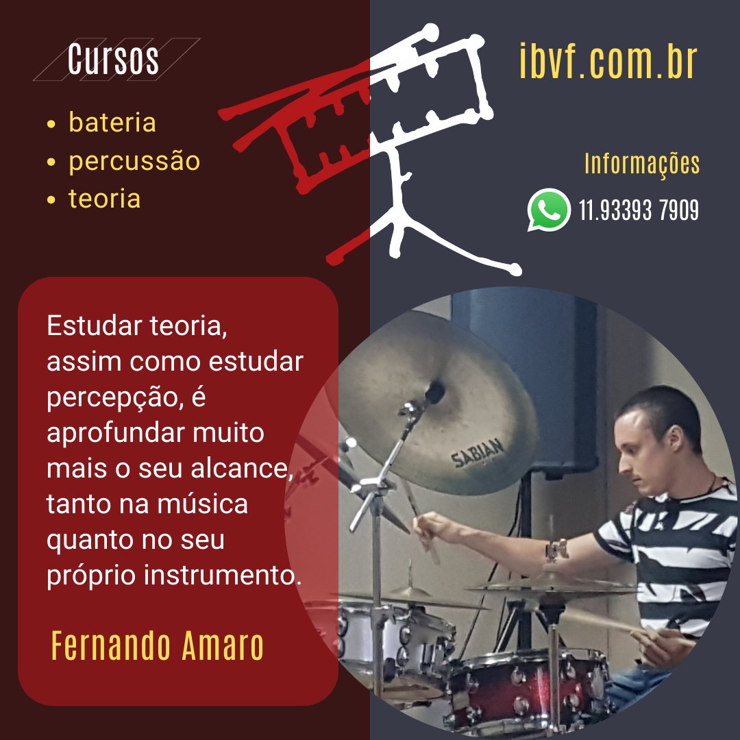 Para saber mais sobre nossos cursos
ibvf.com.br

#fernandoamaro #ibvfbrasil #ibvfbrasilcursos #bateria #percussao #bateriaepercussao