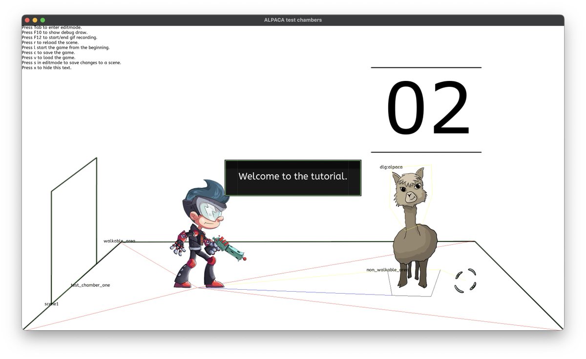 ALPACA 1.6.6 is out

Support for non_walkable_areas
Update example project
Lua add Exit function to exit the game (not supported on iOS)
Lua add SaveGame, LoadGame, DeleteSaveGame
Lua add string and math lib
Fix loading with 1-9

brain-connected.itch.io/alpaca/devlog/…