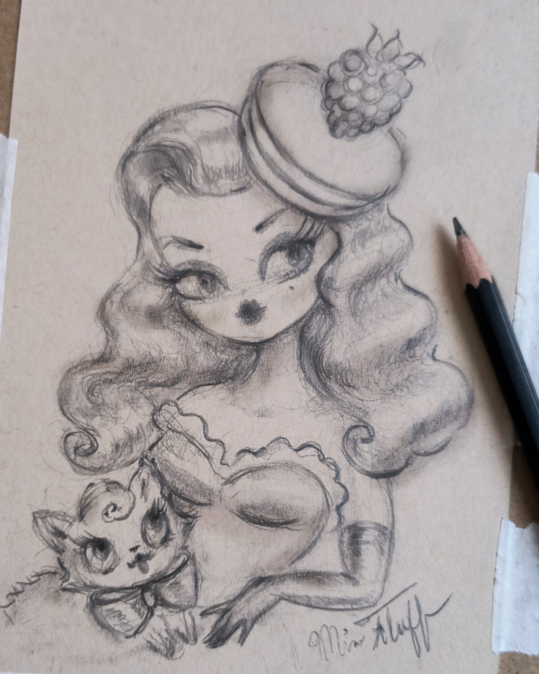 💖 Girl in a Raspberry Macaron Beret 💖
pencil sketch in progress. 💋
#pencildrawing #wipart #cutearteveryday #dessertart #macarons