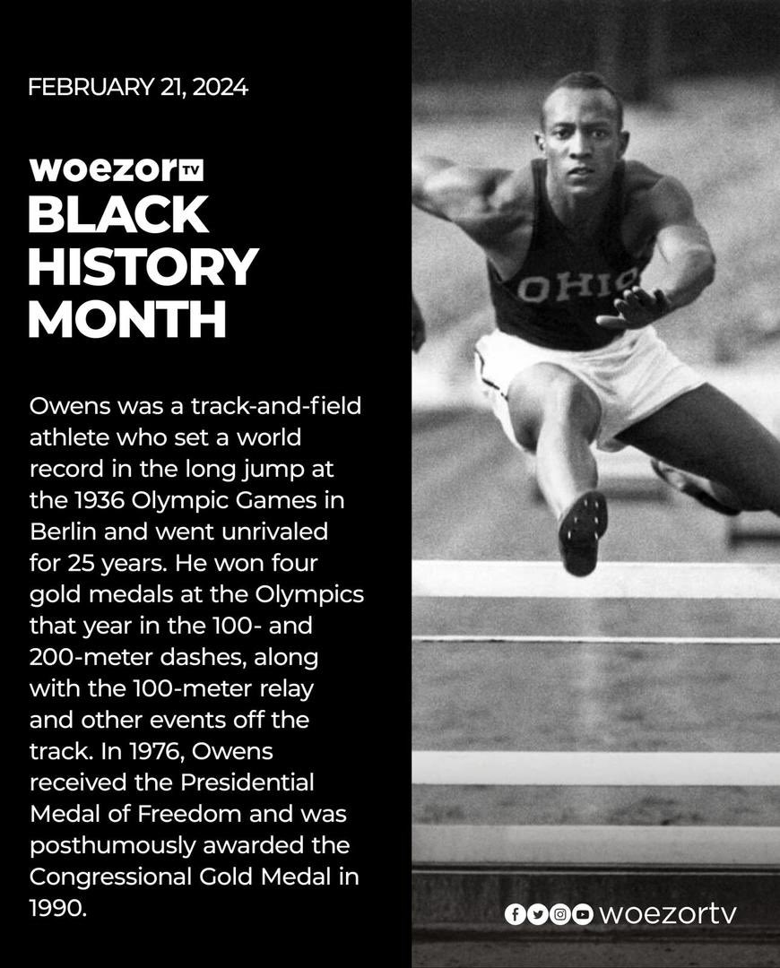 #blackhistorymonth Jesse Owens, an American track and field athlete #Woezortv2years