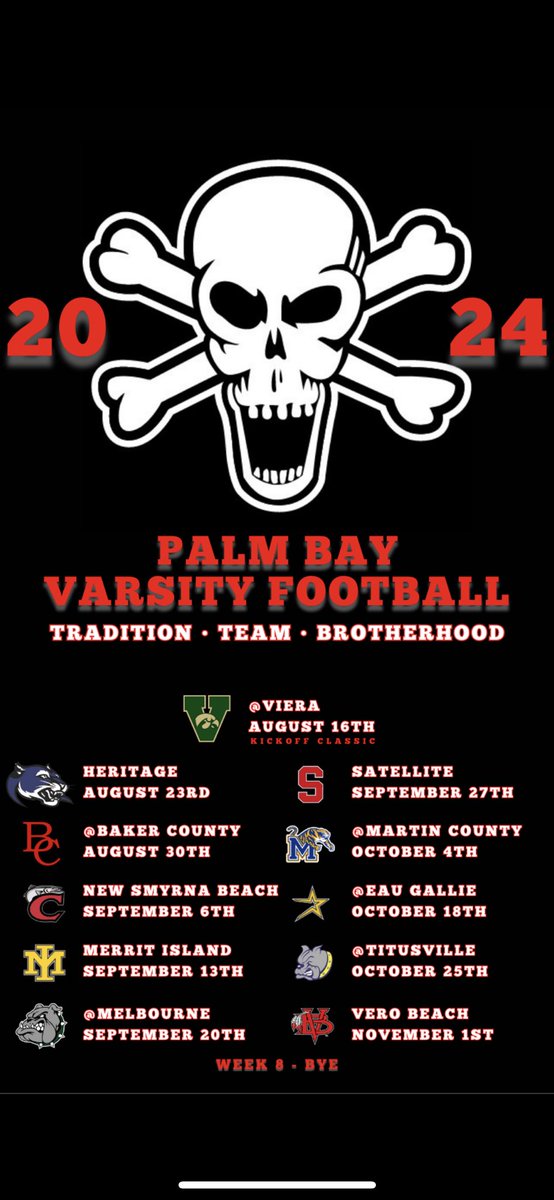 2024 Palm Bay High Varsity Football Schedule🏴‍☠️🏴‍☠️🏴‍☠️