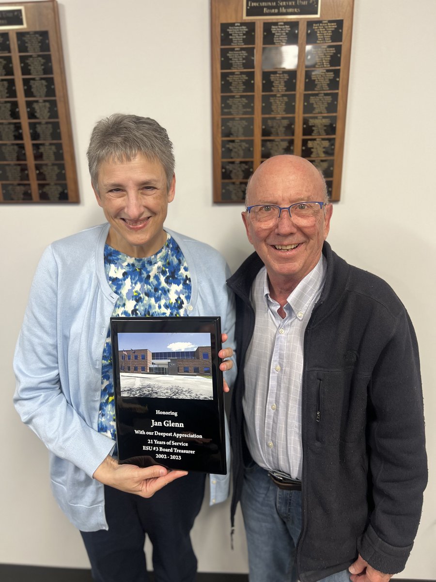 Last night at the ESU #3 Board of Education meeting, the Board had the honor of recognizing Ms. Jan Glenn for her outstanding 21 years of service as the ESU #3 Board Treasurer. Wishing you the most amazing adventures ahead in your well-deserved retirement! 🌟🥳