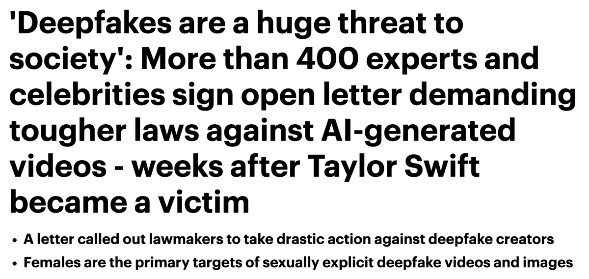 Coverage from @MailOnline of the #BanDeepfakes open letter released today. 

Add your name to the growing list of signatories calling for meaningful legislation addressing this harmful technology 👇 
 https://t.co/Pwm0rKjcTO 