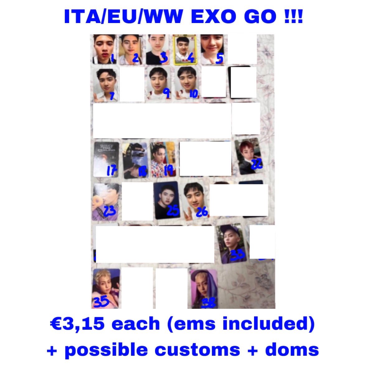 jekyeollie's tweet photo. gonna delete these gos by the end of the month if i won't have all the pocas claimed by that day, pls share this post so it can reach more people!! #exowts #exophotocards #exowtb https://t.co/ACCs7XVL9B