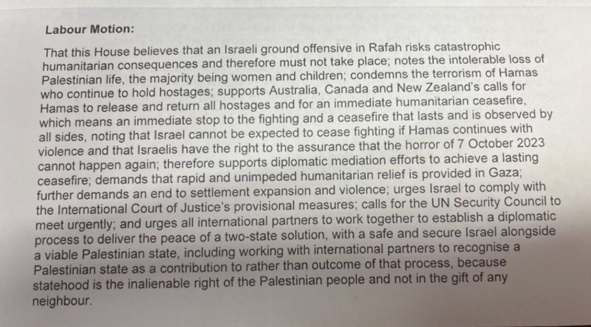 The bruised egos of Tory and SNP MPs are not what matters tonight. 

A motion that backs an immediate ceasefire, the release of all hostages, rapid and sustained aid into Gaza, and serious efforts towards a two state solution. That’s what matters.👇👇