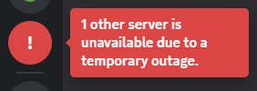 GTACNR's tweet photo. @discord This is the second time that this happens to our Discord server, anyone who is in it gets this outage warning. Can we please know what's going on? https://t.co/RcXEGmwVUg