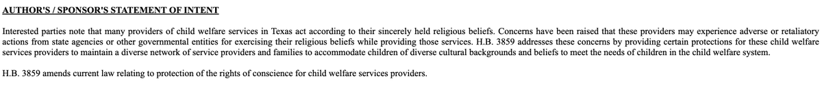The Annunciation House story made me remember that in 2017, Texas passed a law giving extra legal cover to faith-based providers of child welfare services. 

Those orgs wanted to be able to turn away certain prospective parents (i.e. LGBTQ folks).
dallasnews.com/news/politics/… #txlege