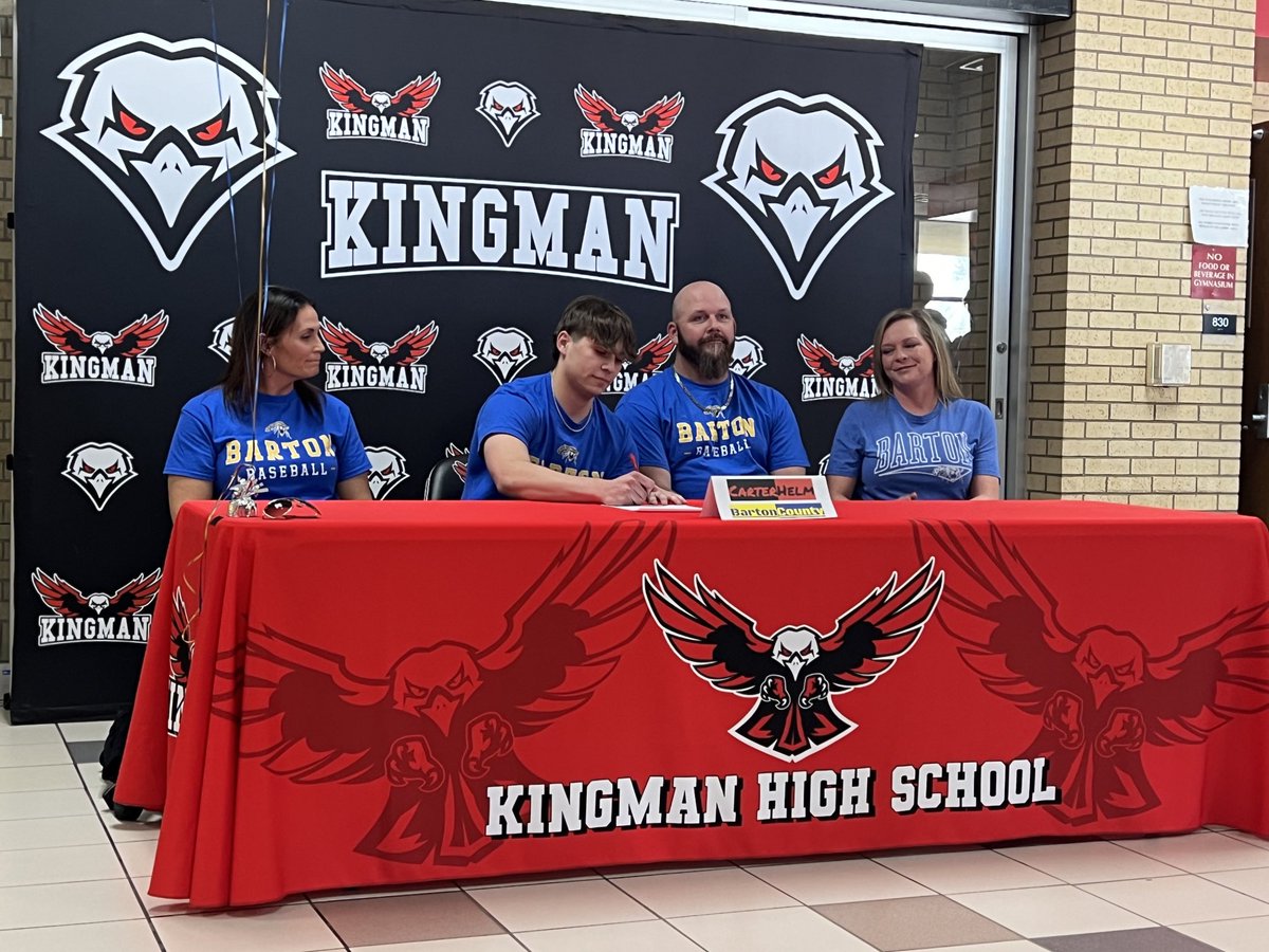 KingmanEagles's tweet image. Carter Helm signing to play baseball Barton County Community College.  Congratulations!!