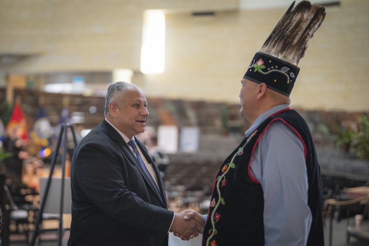 SECNAV's tweet image. 1 of 2: Honored to name T-ATS 13 after James D. Fairbanks, the 13th Force Master Chief Petty Officer of the #Seabees, Minnesotan &amp;amp; Chippewa Tribe member. Thanks @GovTimWalz, White Earth Indian Reservation Chairman Michael Fairbanks &amp;amp; @SmithsonianNMAI for helping us celebrate!