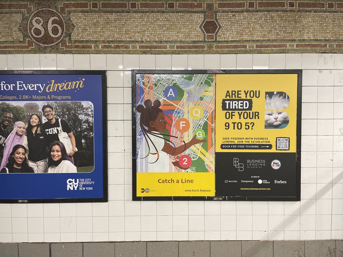 Displayed in stations across the NYCT system, Erin K. Robinson’s new poster “Catch a Line” celebrates travel by subway and the iconic graphic design of the New York City subway map. instagram.com/p/C3oB_Ecu7gw/…