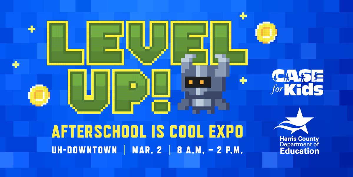 HCDE_CASE's tweet photo. 📣Get ready for the Level Up Afterschool is Cool Expo on March 2, 2024, at the University of Houston- Downtown! Students will explore topics like career awareness, entrepreneurship, networking, and more. Learn more at https://t.co/7Nzm1WueR3 https://t.co/RrWP1xhFRr