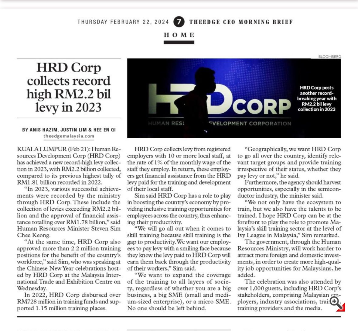 HRDCorp. 2022 kutip RM1.8bil, belanja utk latihan RM728juta. Macam mana tu? 2023 kutip kutip RM2.2bil. Bukan kerja kutip, kerja latih pekerja. Habiskan kutipan utk latihan tingkatkan kemahiran pekerja!