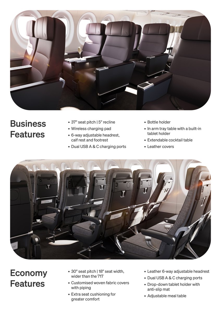 Qantas has revealed the cabin of its new A220 aircraft: bit.ly/49n3Evr