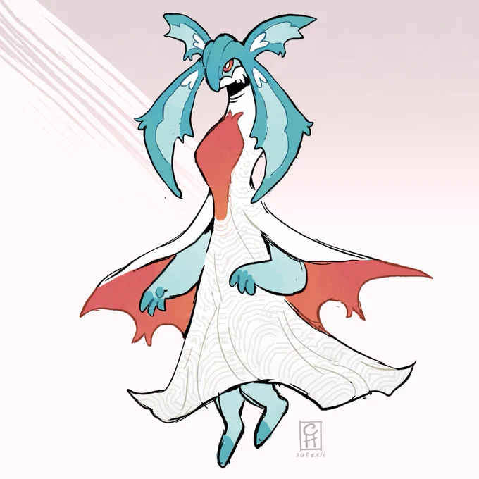 pokefusion doodle cοmmissiοn!Crobat x Glaceon x Gardevoir 