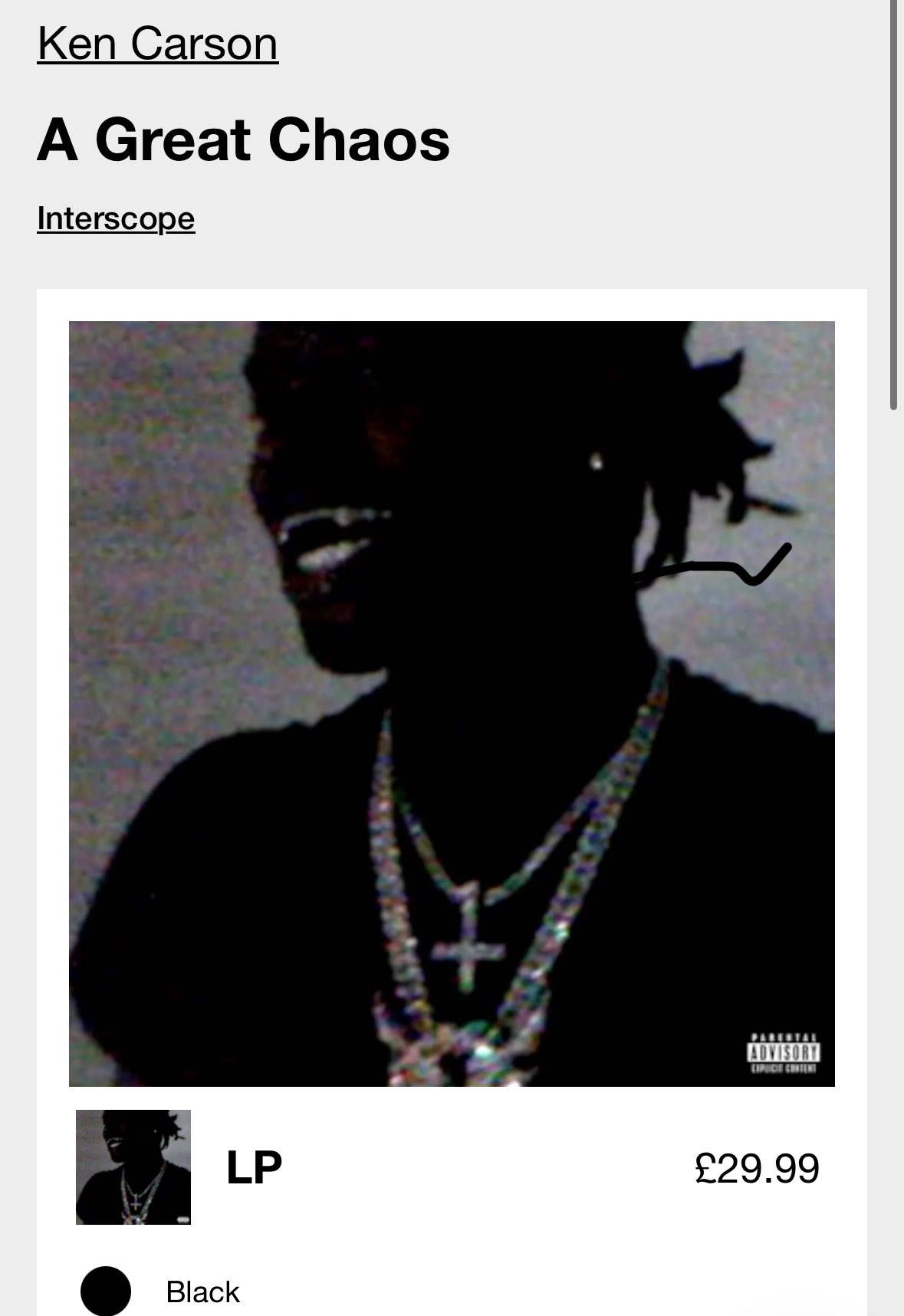 ken carson great chaos vinly