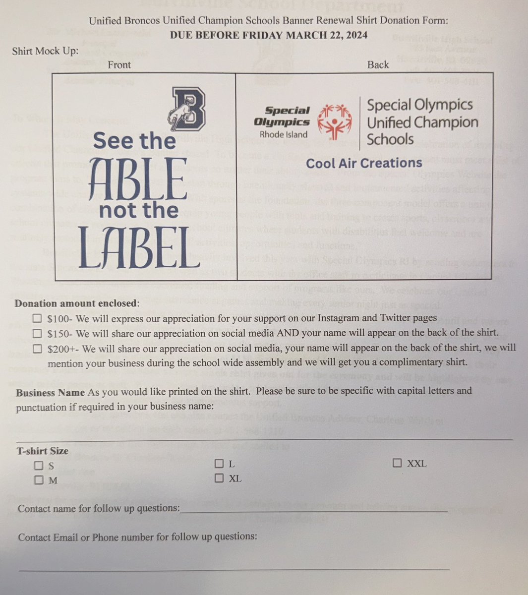 If you own a business you maybe getting a visit or a letter from us in the coming days!!  We are excited to be planning our UCS banner ceremony and are looking for some financial support in making it happen!  If we missed you, you can get the form here: docs.google.com/document/d/1wo…