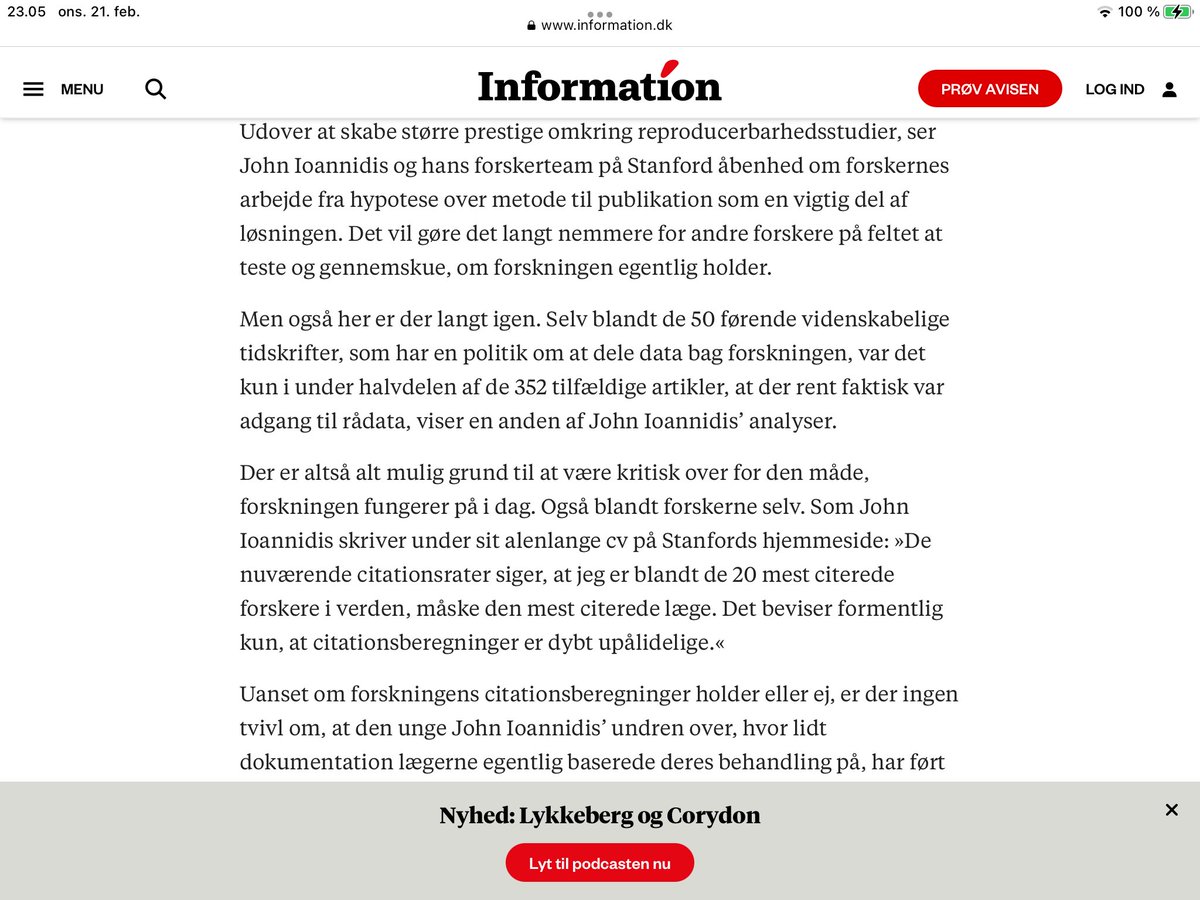 Lidt gammel artikel fra 2018. men mere relevant end nogen sinde. Man kan ikke altid stole på de resultater forskningen kommer frem til information.dk/2018/04/laegen…