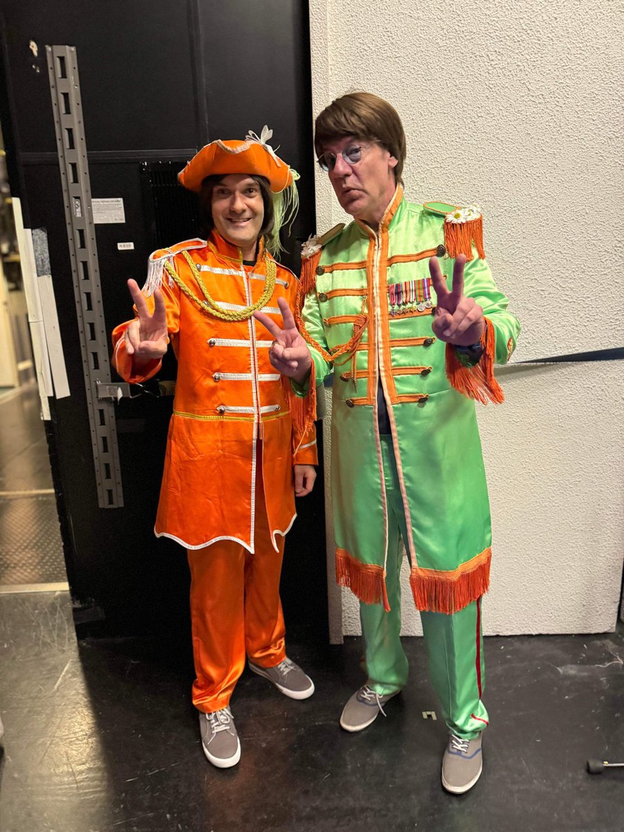 George and John backstage ready to rock the Blue Suede Cruise last November 🛳️🎶 #beatles #thebeatles #beatlez #band #music #cruise #throwback #tribute #tributeband #sgtpepper #sgtpeppers #georgeharrison #johnlennon #rock #rocknroll #psychedlic #thesixties #dance #backstage