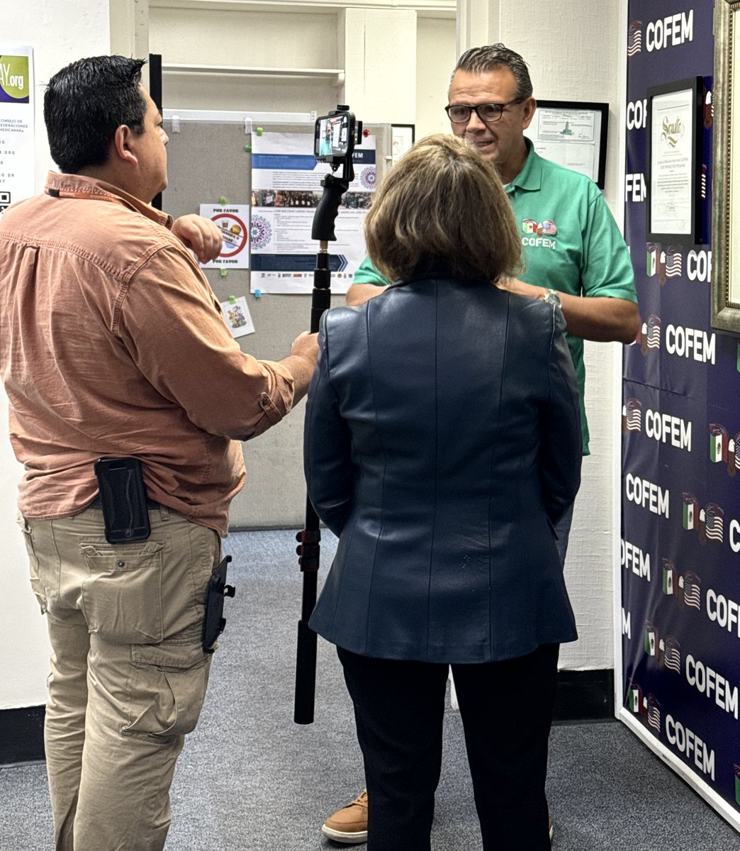 Guess who was just interviewing Paco Moreno of @cofem about @LaImmigrants' press conference tomorrow to announce our 2024-25 budget priorities? @Univision34LA's own @NormaRoque34! Look out for the report on the news at 6 p.m. Gracias Norma por la cobertura!