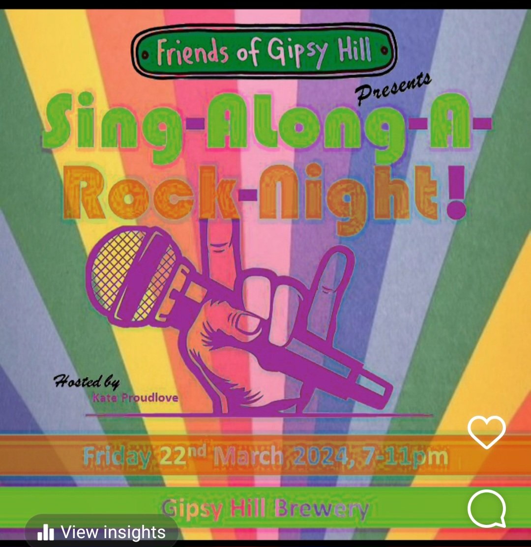 Come Sing Your own special song....

22nd March from 7pm @ghbc_taproom 

Banish those winter blues!!
#gipsyhill
#lovegipsyhill 

For more info or to buy tickets
buytickets.at/friendsofgipsy…