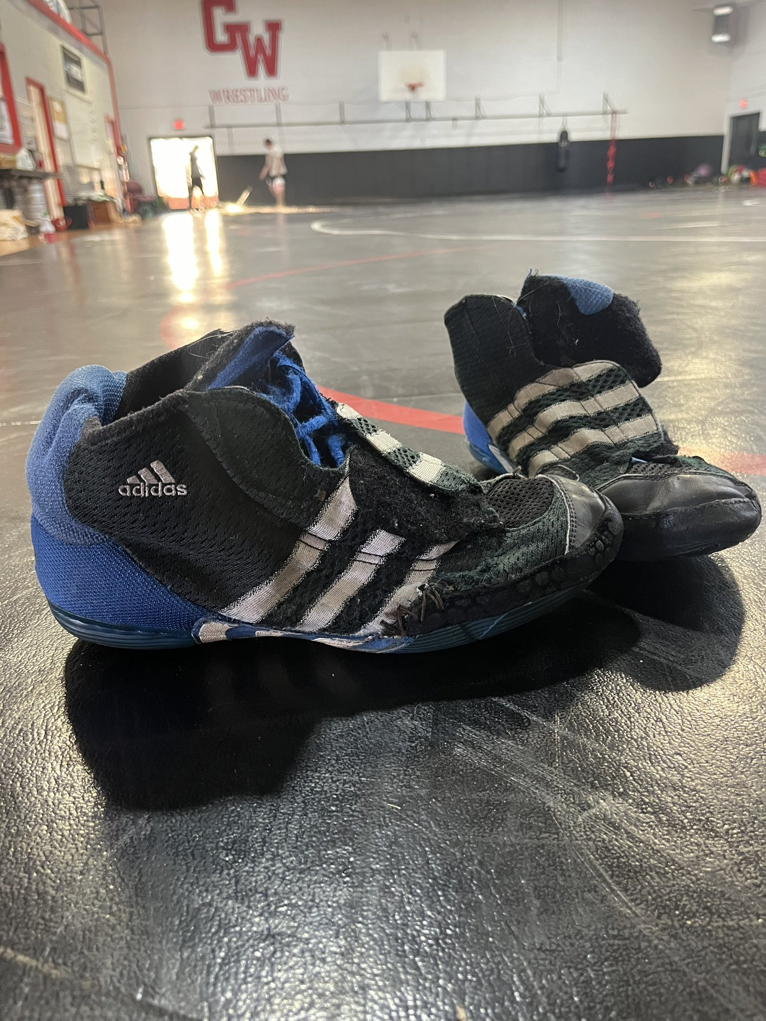 Adidas adistar wrestling shoes black and blue online