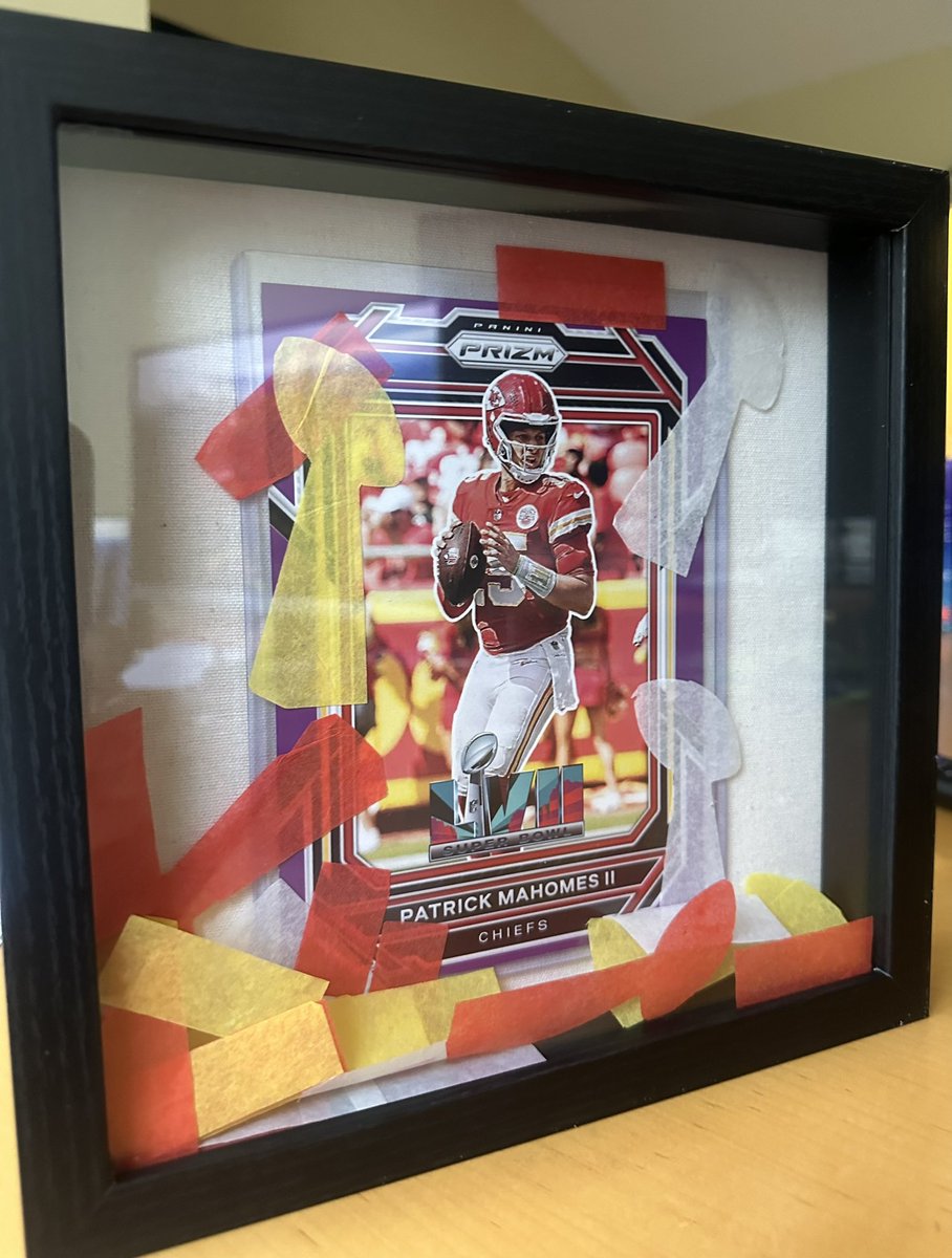 Finally got one, Mahomes SB57 promo card to go along with confetti from the Super Bowl (courtesy of my photographer friend). #ChiefsKingdom