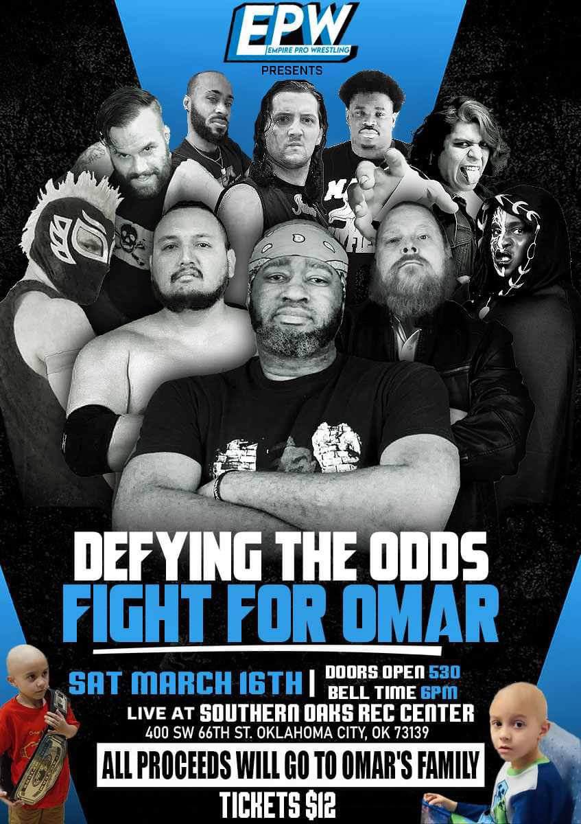EmpProWrestling's tweet photo. MARCH 16 DEFYING THE ODDS: We joke on Twitter/X a lot but this is as serious as we get.. our next show is dedicated to an #EPW FIGHTER/HUGE FAN, Omar, who is giving cancer the RKO. All proceeds, everything this night, goes to his family. We want to pack👏the 👏house. #LetsGoOmar https://t.co/FteKA6KXMs